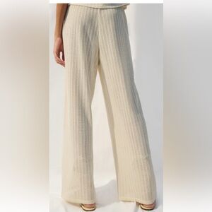 H&M Cream Textured Knit Fabric pants